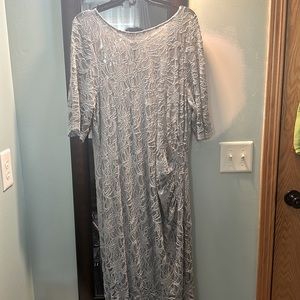 Plus size evening silver dress